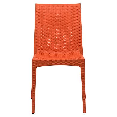 LeisureMod Weave Mace Indoor/Outdoor Dining Chair (Armless), Set of 4