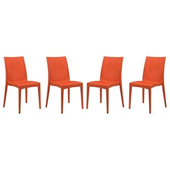 LeisureMod Weave Mace Indoor/Outdoor Dining Chair (Armless), Set of 4