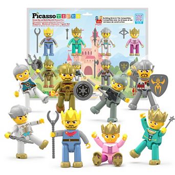 PicassoTiles 8 pc Medieval King and Knights Character Set, Magnetic Building Blocks for Kids 3+