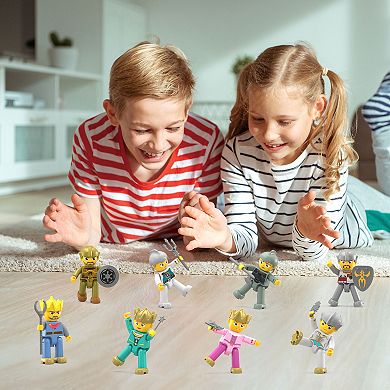 PicassoTiles 8 PC Medieval King and Knights Character Set, Magnetic Building Blocks for Kids 3+