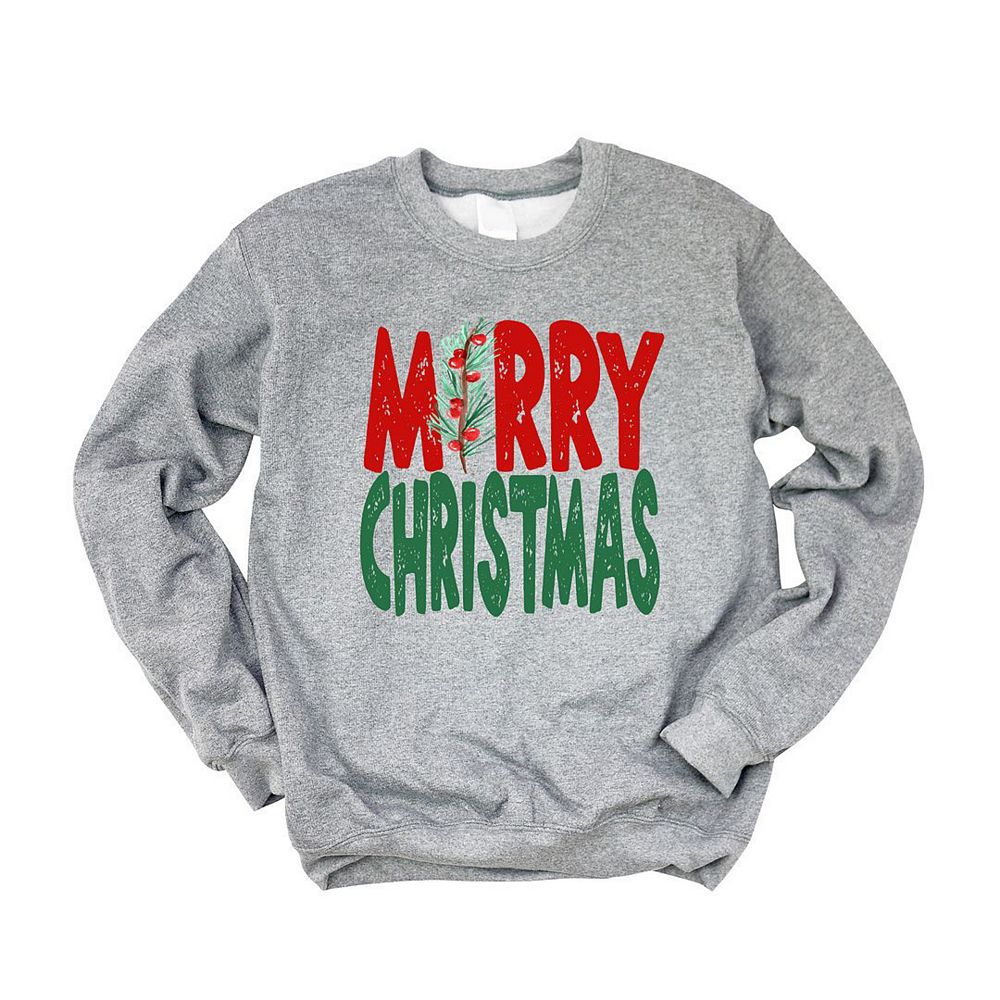Red Merry Christmas Crewneck Drop Shoulder Loose Sweatshirt main image 1
