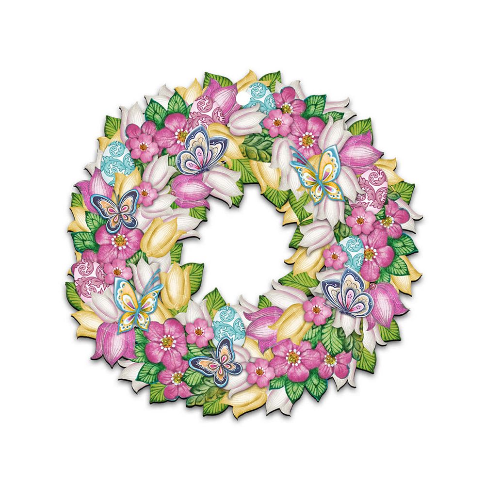Spring Wreath Decorative 24-Inch Handcrafted Wooden Door Decor by G ...