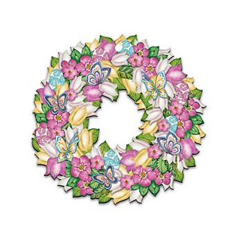 Spring Wreath Decorative 24-Inch Handcrafted Wooden Door Decor by G. Debrekht - Easter Decor