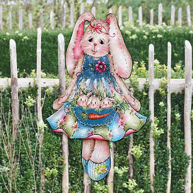 Pocketful of Bunnies 24-Inch Handcrafted Wooden Door Decor by J. Mills-Price - Spring Decor