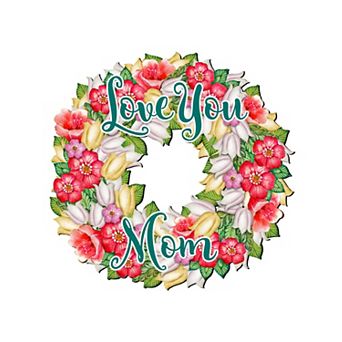 Love You Mama Flowers Holiday 24-Inch Handcrafted Wooden Door Wreath by G. DeBrekht - Spring Decor