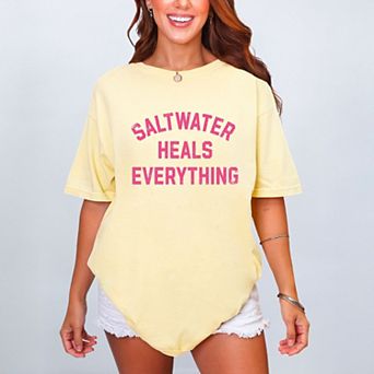 Saltwater Heals Everything Arched - Women's Garment Dyed Graphic T-Shirt