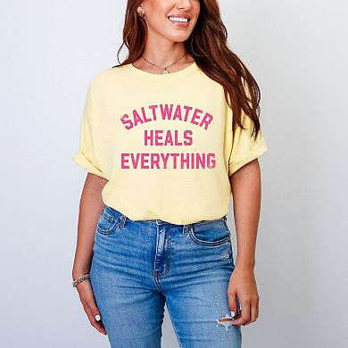 Saltwater Heals Everything Arched - Women's Garment Dyed Graphic T-Shirt