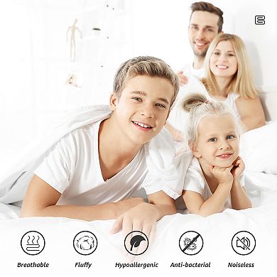 SERWALL All Season Soft Fiber Machine Washable Down-Alternative Comforter With Corner Tabs