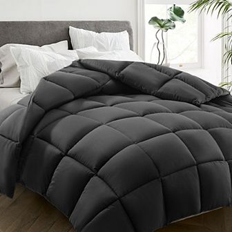 All Season Soft Fiber Machine Washable Down-Alternative Comforter With Corner Tabs