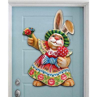 Easter Mommy Bunny 24-Inch Handcrafted Wooden Door Decor by G. DeBrekht Spring Decor