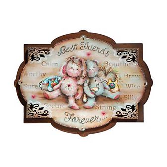 Best Friends Forever 24-Inch Handcrafted Wooden Door Decor by J. Mills-Price - Spring Decor