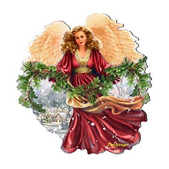 Snowfall Angel Holiday 24-Inch Handcrafted Wooden Door Decor by D. Gelsinger - Christmas Decor