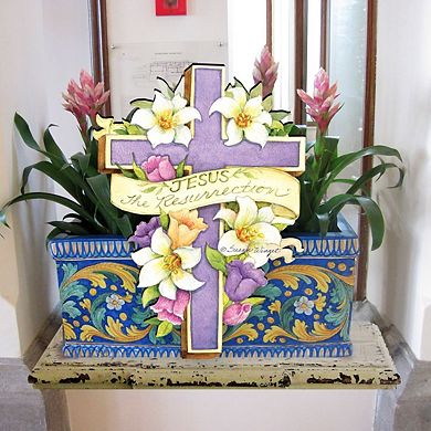 Easter Cross He is Risen Door Decor by Susan Winget - Easter Spring Decor