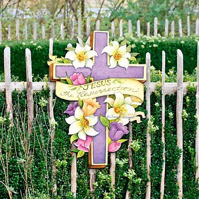 Easter Cross He is Risen Door Decor by Susan Winget - Easter Spring Decor