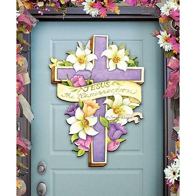 Easter Cross He is Risen Door Decor by Susan Winget - Easter Spring Decor