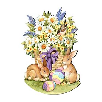 Spring Bunnies 24-Inch Handcrafted Wooden Door Decor by Susan Winget - Easter Spring Decor