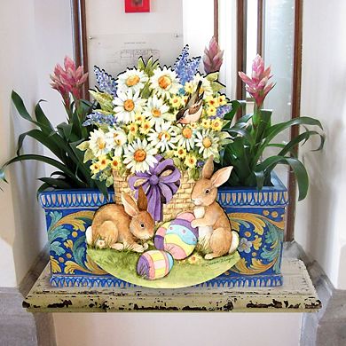 Spring Bunnies 24-Inch Handcrafted Wooden Door Decor by Susan Winget - Easter Spring Decor