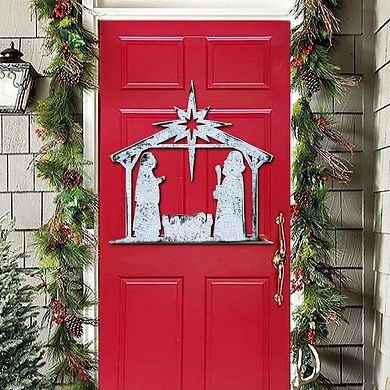 Rising Star Nativity 24-Inch Handcrafted Wooden Door Decor by G. DeBrekht - Nativity Holiday Decor
