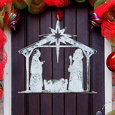 Rising Star Nativity 24-Inch Handcrafted Wooden Door Decor by G. DeBrekht - Nativity Holiday Decor