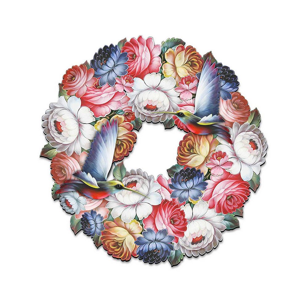 Birdy Floral Holiday 24-Inch Handcrafted Wooden Door Wreath by G ...