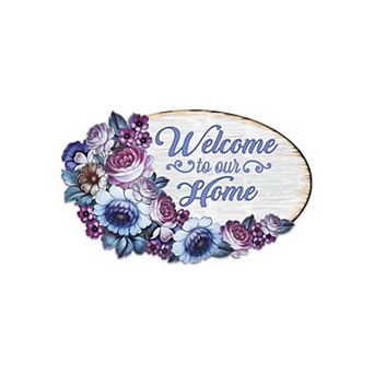 Welcome Easter Wreath 24" Wooden Door Decor by G. DeBrekht Handcrafted Spring Decor