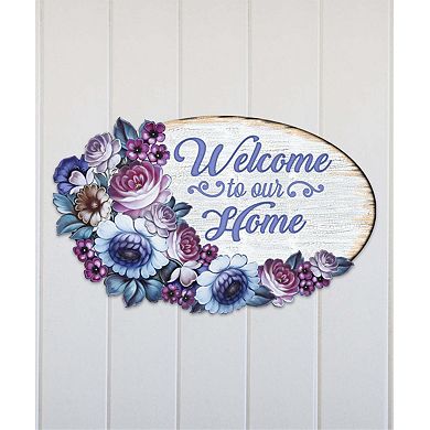 Welcome Easter Wreath 24" Wooden Door Decor by G. DeBrekht Handcrafted Spring Decor