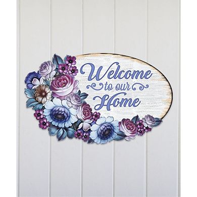 Welcome Easter Wreath 24" Wooden Door Decor by G. DeBrekht Handcrafted Spring Decor