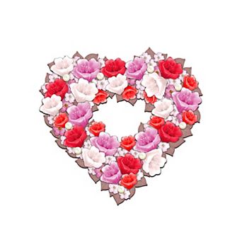 Valentine Heart 24-Inch Handcrafted Wooden Door Wreath by G. DeBrekht - Family Decor