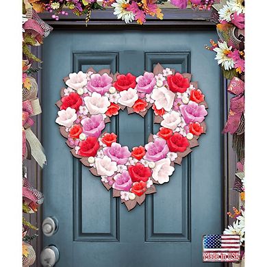 Valentine Heart 24-Inch Handcrafted Wooden Door Wreath by G. DeBrekht - Family Decor