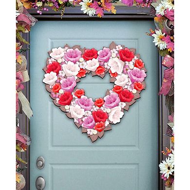 Valentine Heart 24-Inch Handcrafted Wooden Door Wreath by G. DeBrekht - Family Decor