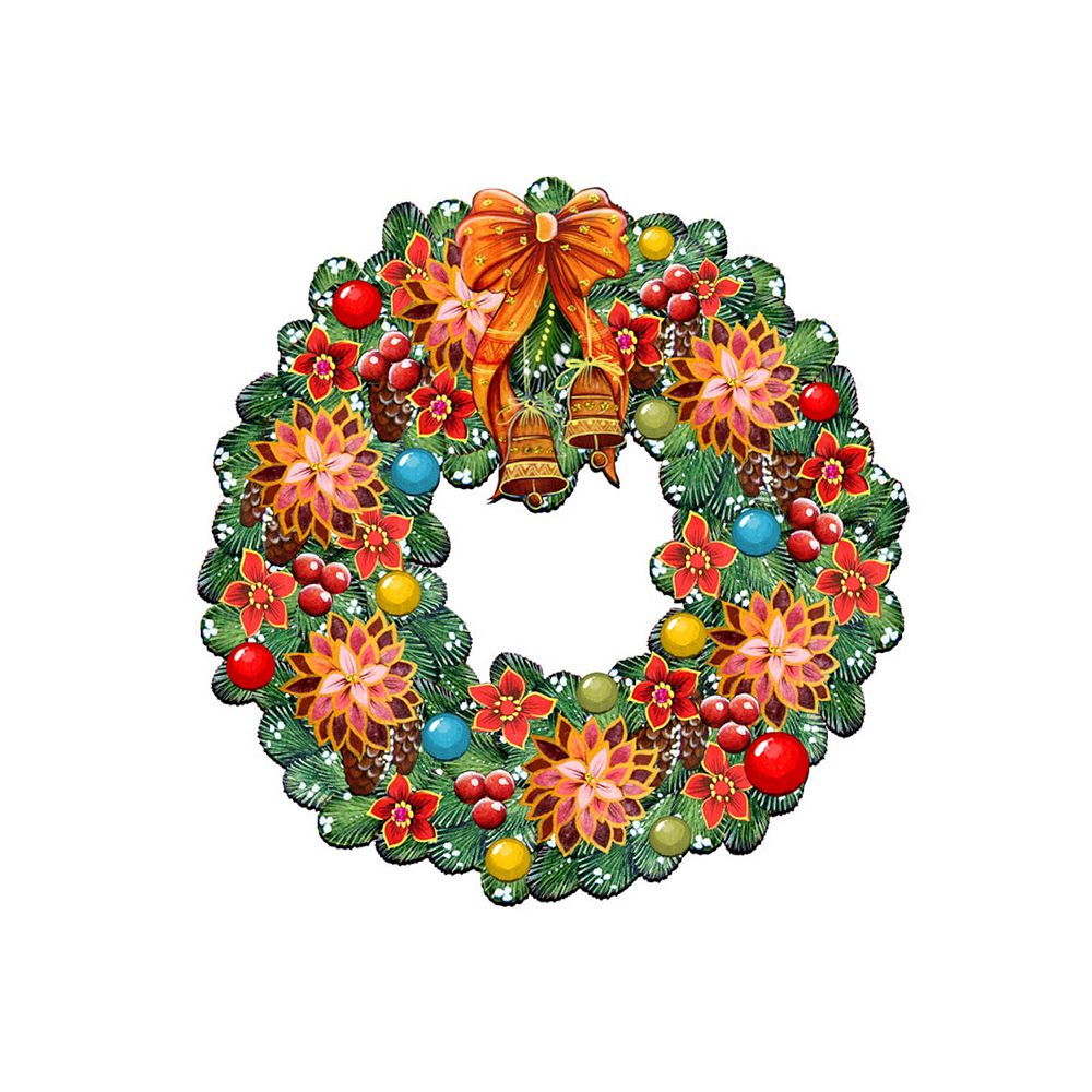 Christmas Holiday 24-Inch Handcrafted Wooden Door Wreath by G. DeBrekht ...