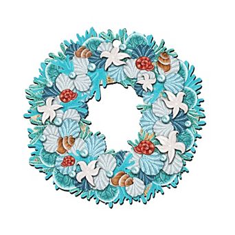 Coastal Holiday 24-Inch Handcrafted Wooden Door Wreath by G. DeBrekht Coastal Decor