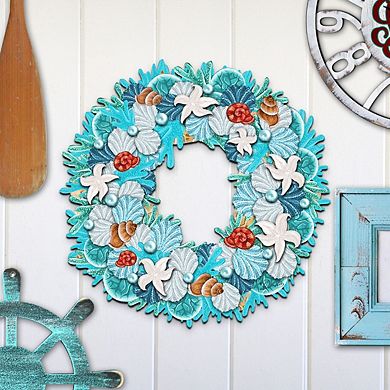 Coastal Holiday 24-Inch Handcrafted Wooden Door Wreath by G. DeBrekht Coastal Decor