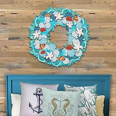 Coastal Holiday 24-Inch Handcrafted Wooden Door Wreath by G. DeBrekht Coastal Decor