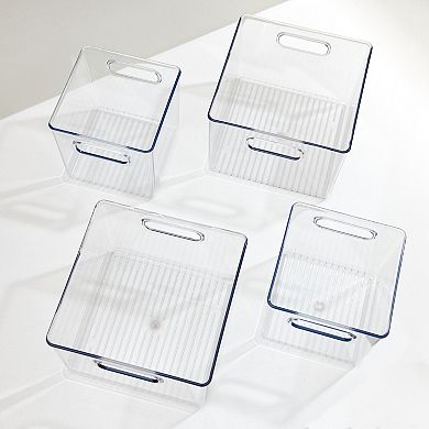 iDesign RPET Clear Fridge/Freeze Bins 4-Piece Set