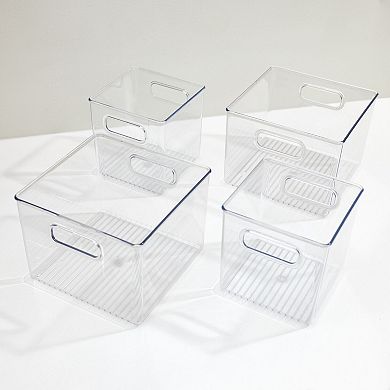 iDesign RPET Clear Fridge/Freeze Bins 4-Piece Set
