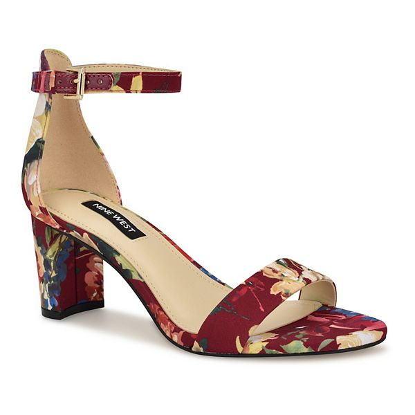 Nine West Pruce Women's Dress Sandals - Dark Red Fall Floral (5.5)