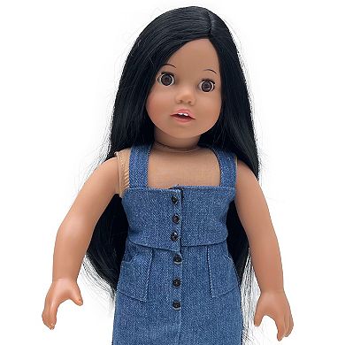 Sophia's Doll Doll Julia with Denim Dress & Pink Ankle Strap Sandals