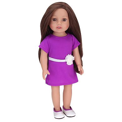 Sophia's Doll Miley Brunette Vinyl Doll dressed in a Dress and Satin Shoes in a Display Box