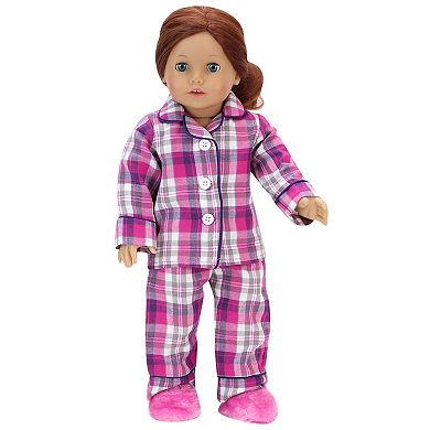 Sophia's   Doll  Flannel Pajama & Slippers Set