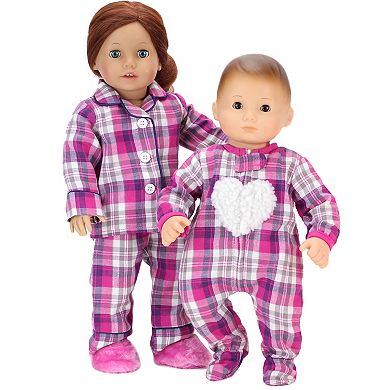 Sophia's   Doll  Flannel Pajama & Slippers Set