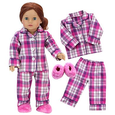 Sophia's   Doll  Flannel Pajama & Slippers Set