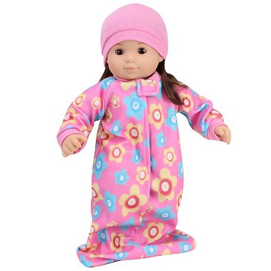 Sophia's   Doll  Fleece Print Sleeper Sack & Hat