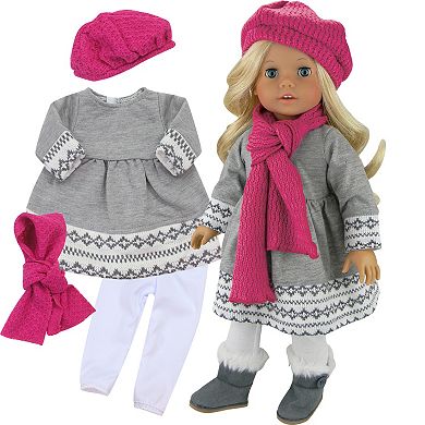 Sophia's Doll Fair Isle Dress, Leggings, Hat & Scarf