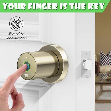 Smart Biometric Door Lock Fingerprint Door Knob with App Control for Home, Hotel, Office