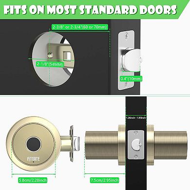 Smart Biometric Door Lock Fingerprint Door Knob with App Control for Home, Hotel, Office