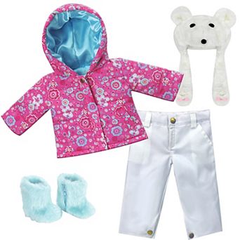 Sophia's  Doll Print Parka, Snowboard Pants , Fur Boots & Polar Bear Hat