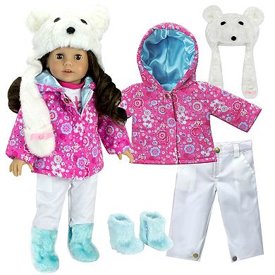 Sophia's   Doll  Print Parka,  Snowboard Pants ,  Fur Boots & Polar Bear Hat