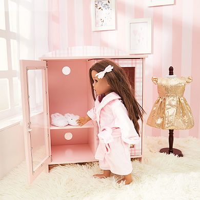 Sophia's Aurora Princess Doll Pink Plaid Closet with Bathrobe & Slipper