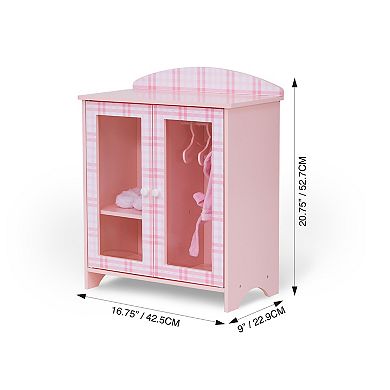 Sophia's  Aurora Princess  Doll Pink Plaid Closet with Bathrobe & Slipper